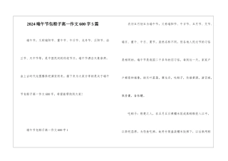 2024端午节包粽子高一作文600字5篇