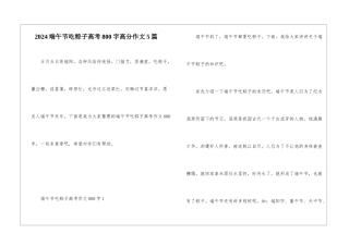 2024端午节吃粽子高考800字高分作文5篇