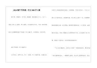 2024端午节的高一作文800字5篇