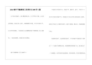 2024端午节趣事高三优秀作文600字5篇