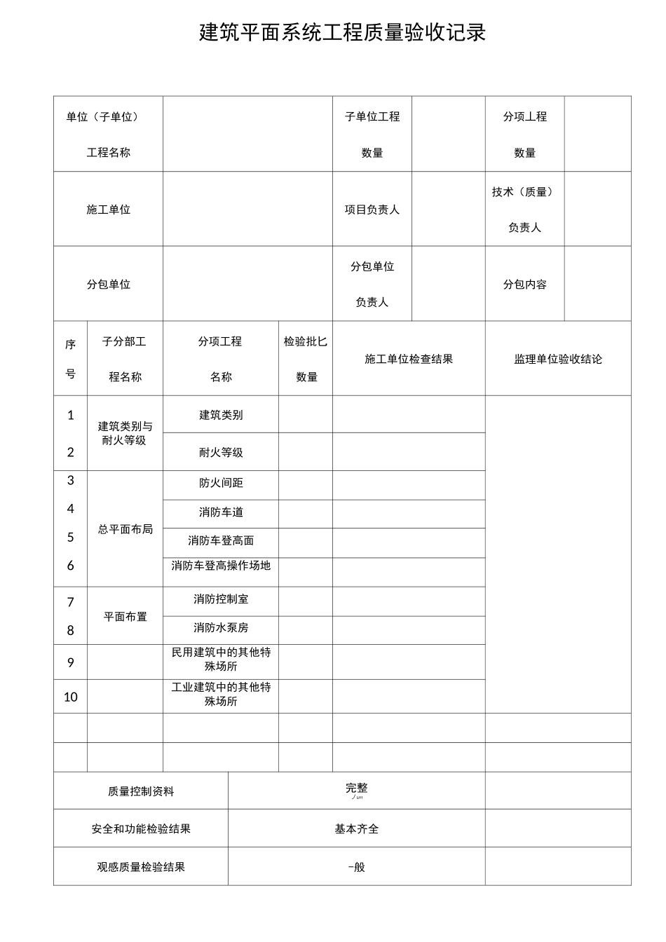 消防工程分系统质量验收记录-分部分项_第1页
