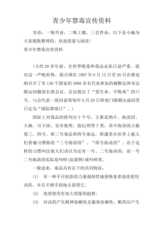 青少年禁毒宣传资料