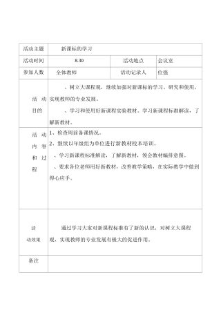 语文课改活动记录