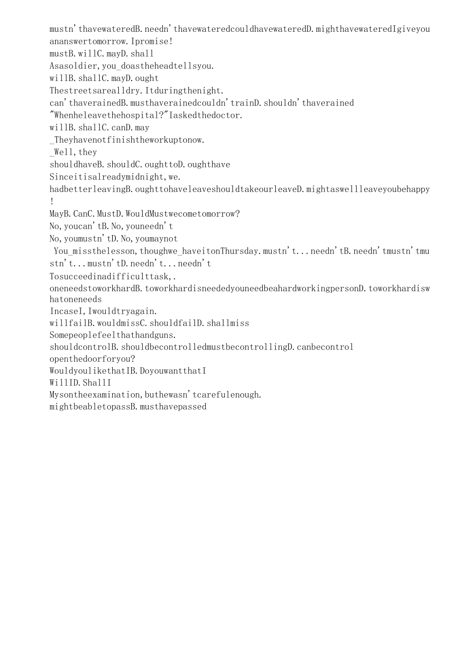 情态动词与虚拟语气练习题及答案_第3页