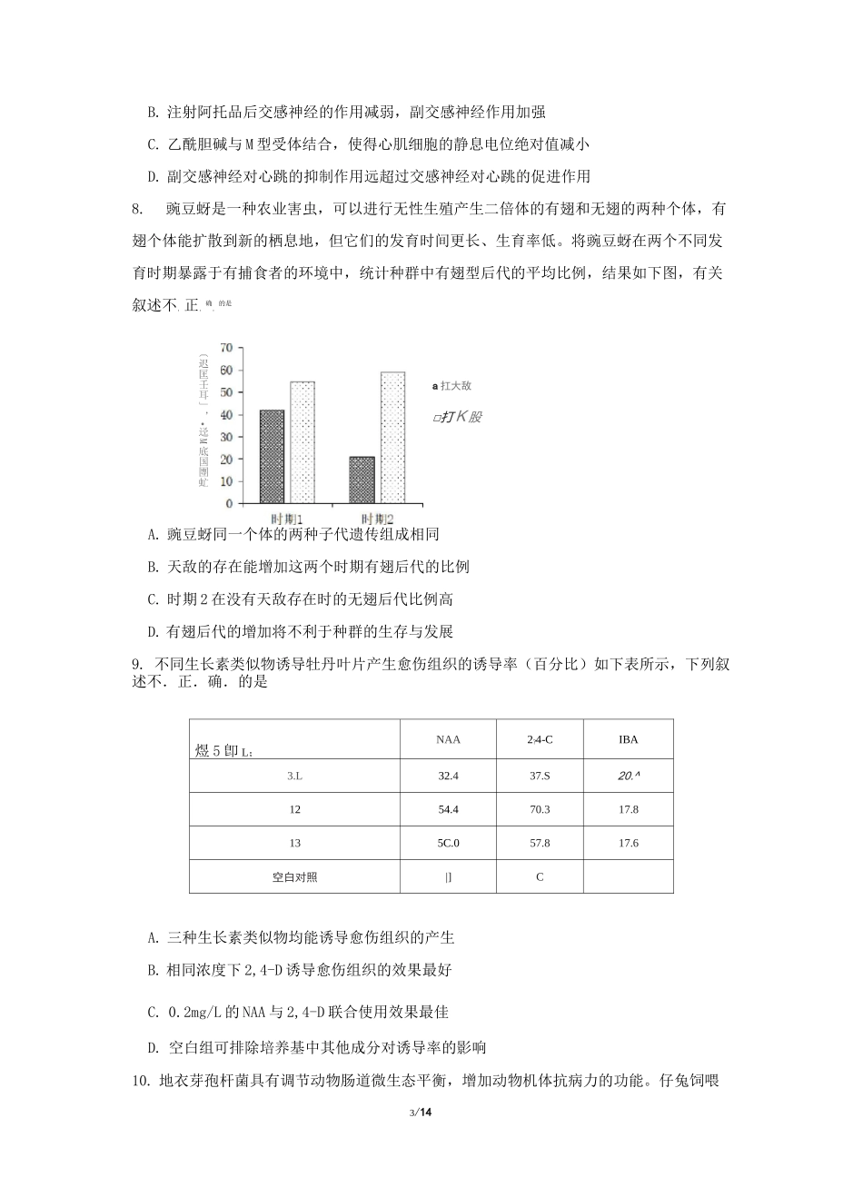 北京市丰台区2020届高三一模生物试题及答案_第3页