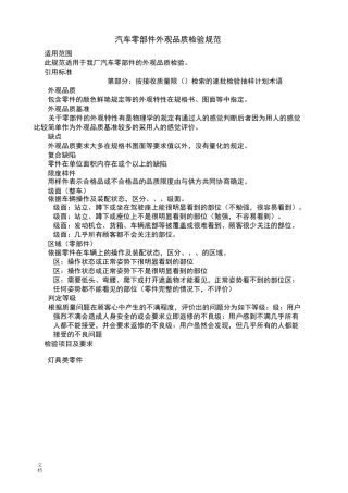 汽车零部件外观品质检验要求规范