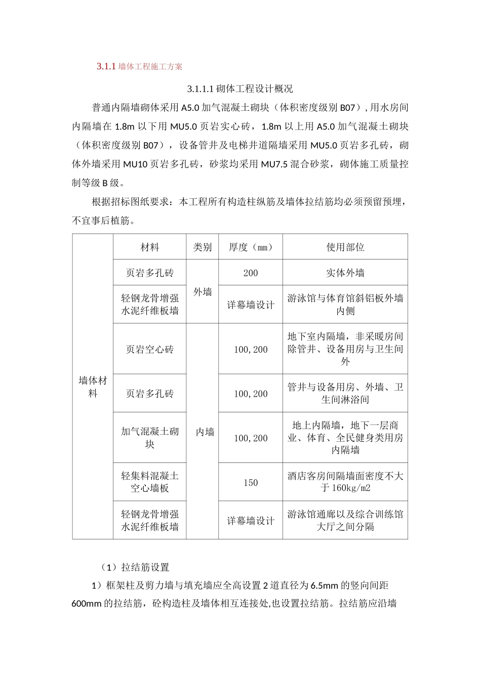 墙体工程施工方案_第1页