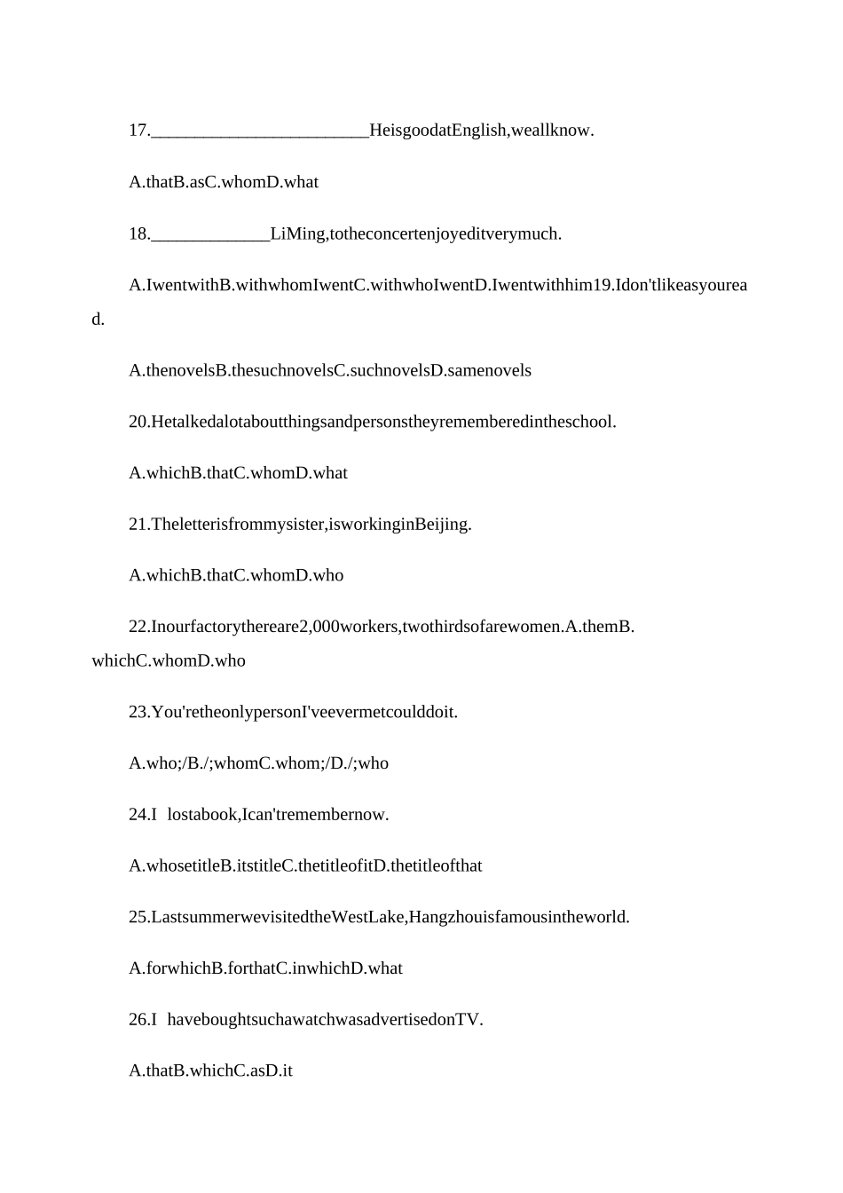非限制性定语从句习题讲解_第3页