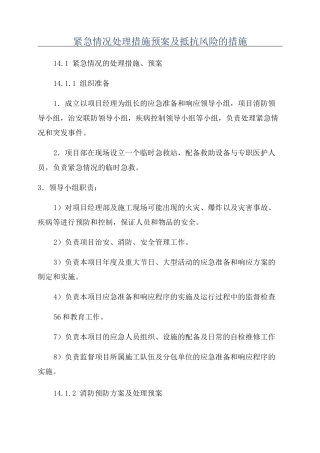 紧急情况处理措施预案及抵抗风险的措施