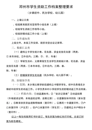 资助档案整理要求