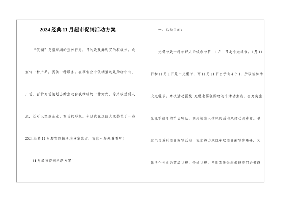 2024经典11月超市促销活动方案_第1页
