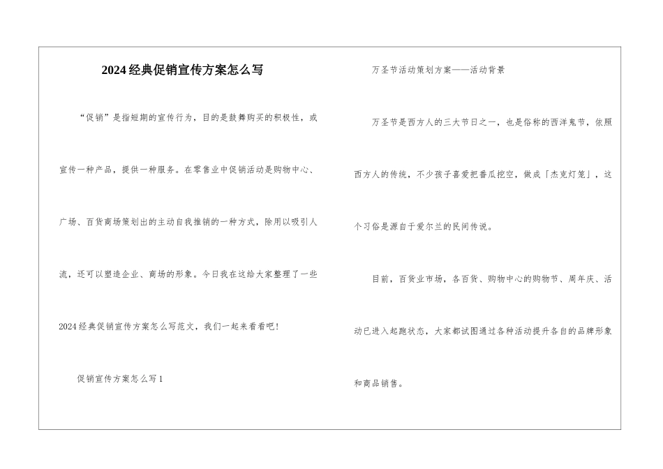 2024经典促销宣传方案怎么写_第1页