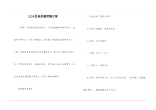 2024经典促销营销方案