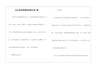 2024经典啤酒的促销方案5篇