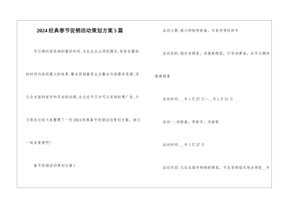 2024经典春节促销活动策划方案5篇_第1页
