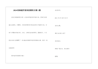 2024经典超市宣传促销的方案5篇