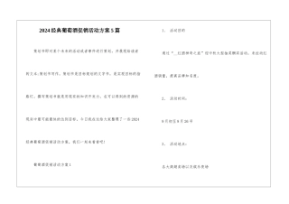 2024经典葡萄酒促销活动方案5篇
