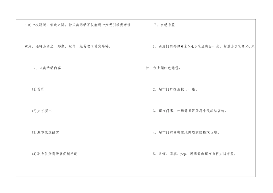 2024经典超市新开业促销活动方案5篇_第2页