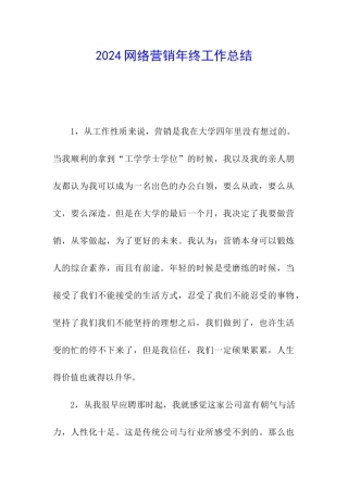 2024网络营销年终工作总结