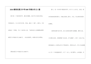 2024美丽的夏天中考600字满分作文5篇