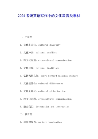 2024考研英语写作中的文化教育类素材