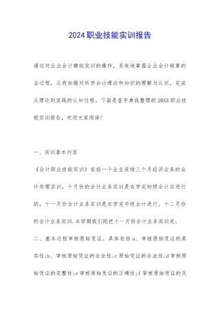 2024职业技能实训报告-