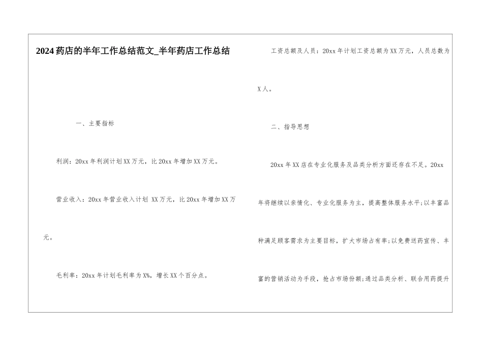 2024药店的半年工作总结范文半年药店工作总结_第1页