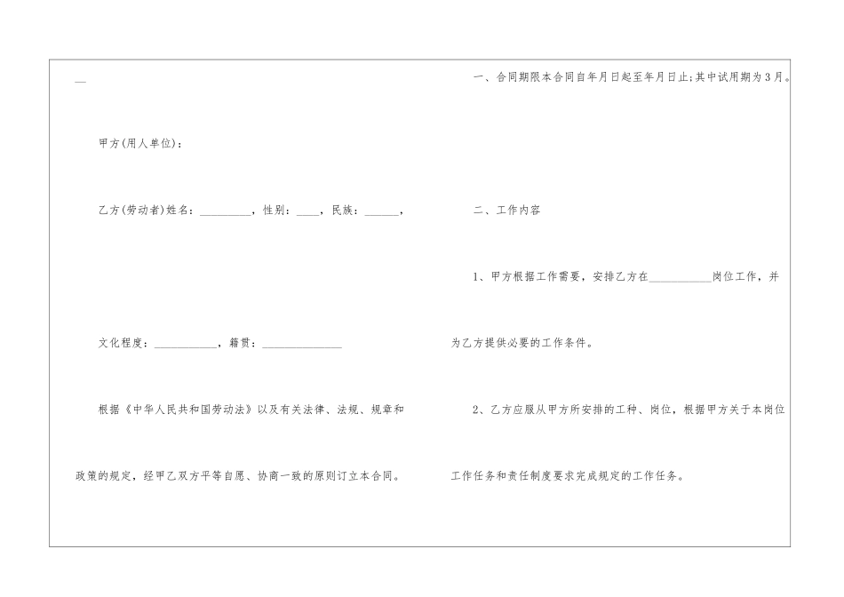 2024规范的书面用工合同范本_第2页