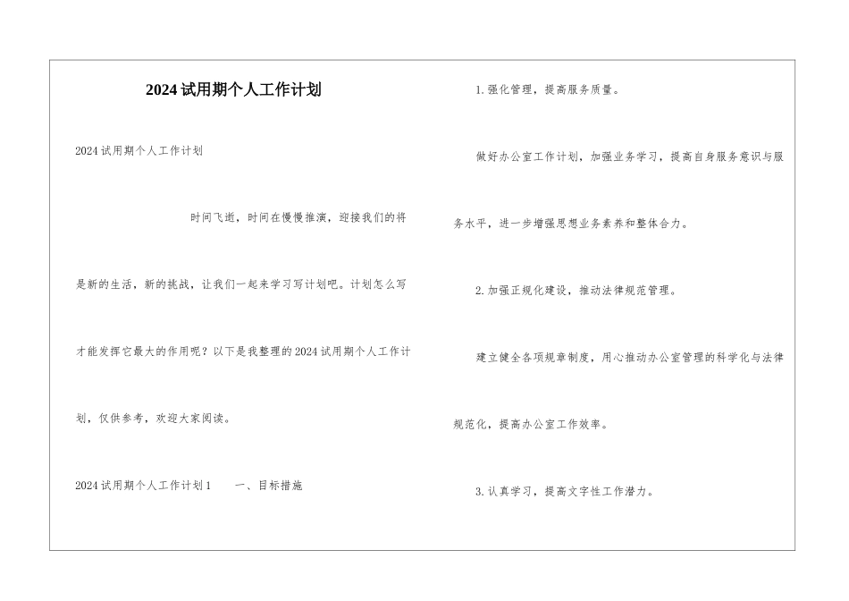 2024试用期个人工作计划_第1页