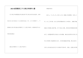 2024试用期员工个人转正申请书5篇