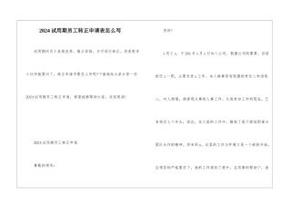 2024试用期员工转正申请表怎么写