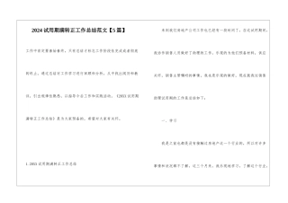 2024试用期满转正工作总结范文