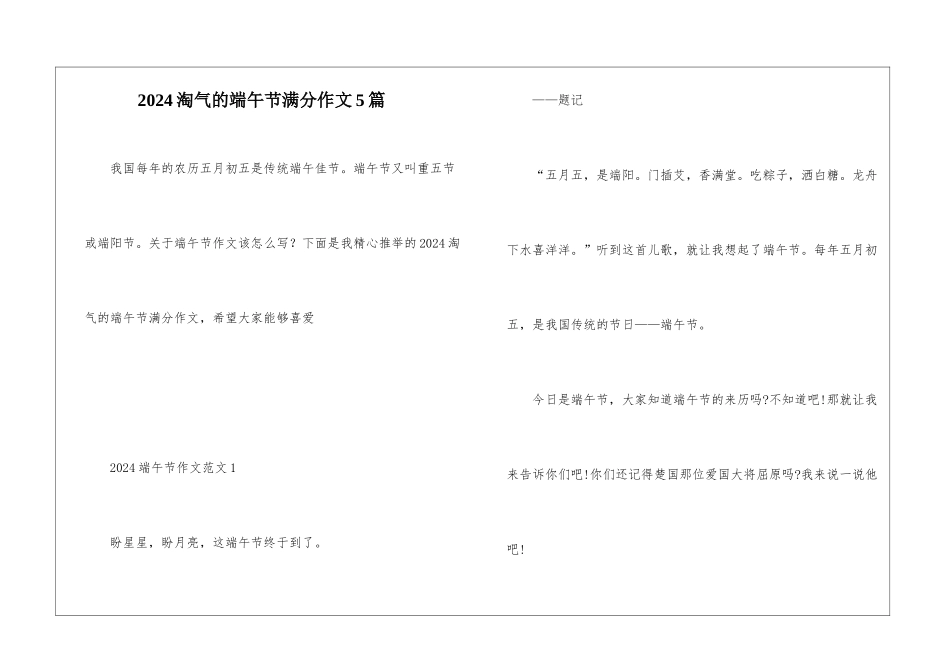 2024调皮的端午节满分作文5篇_第1页
