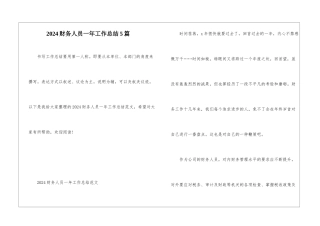 2024财务人员一年工作总结5篇
