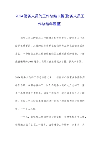2024财务人员的工作总结3篇