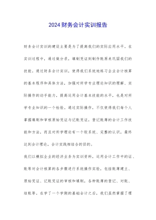 2024财务会计实训报告-