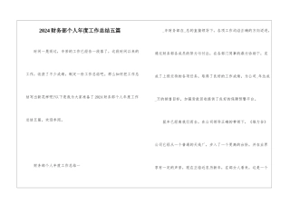 2024财务部个人年度工作总结五篇