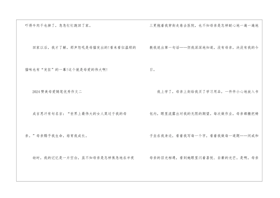 2024赞美母爱随笔优秀作文欣赏_第3页