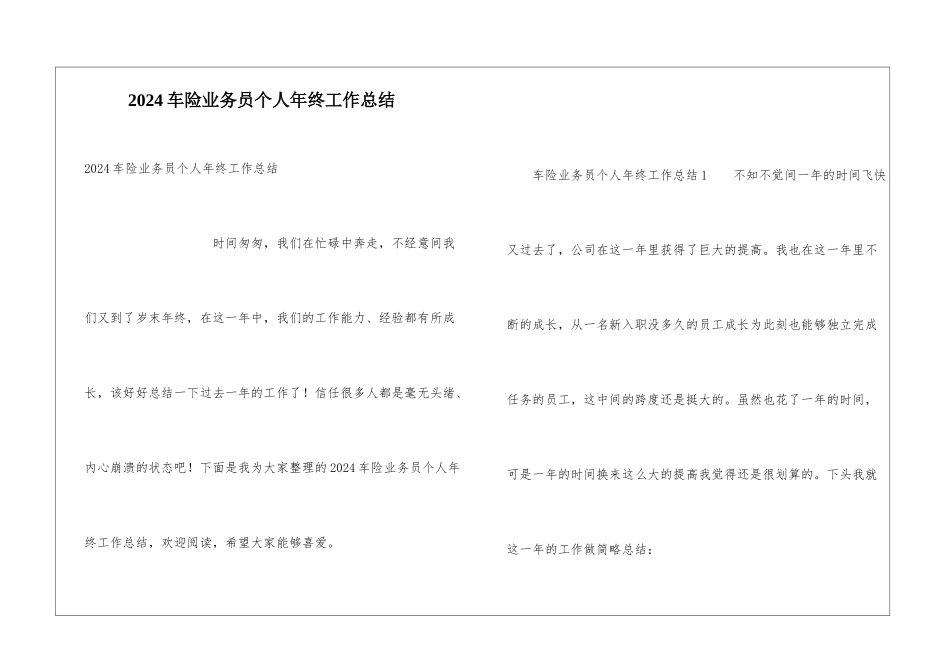 2024车险业务员个人年终工作总结_第1页