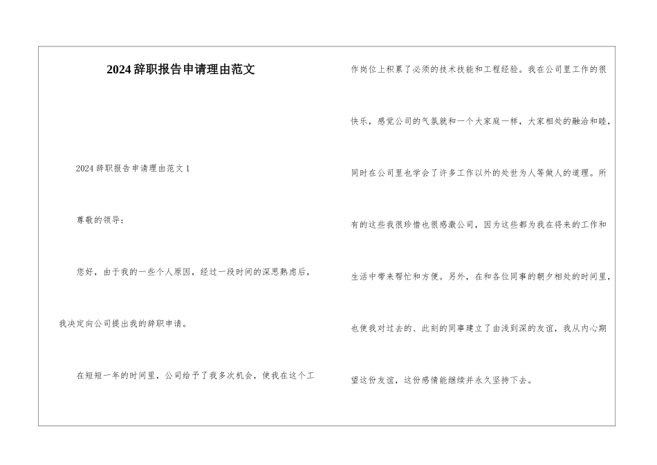 2024辞职报告申请理由范文_第1页
