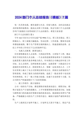 2024部门个人总结报告7篇