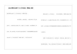 2024酒店出纳个人工作总结