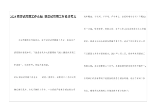 2024酒店试用期工作总结酒店试用期工作总结范文