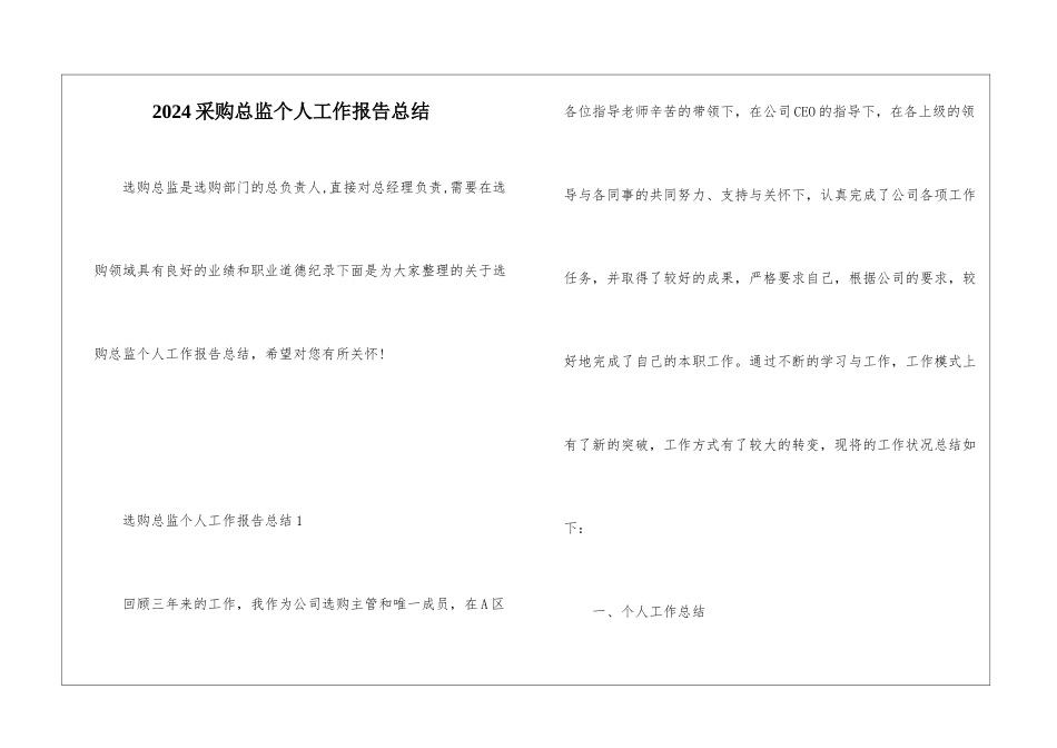 2024采购总监个人工作报告总结_第1页