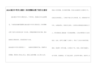 2024重庆中考作文题目-你的馈赠点燃了我作文素材