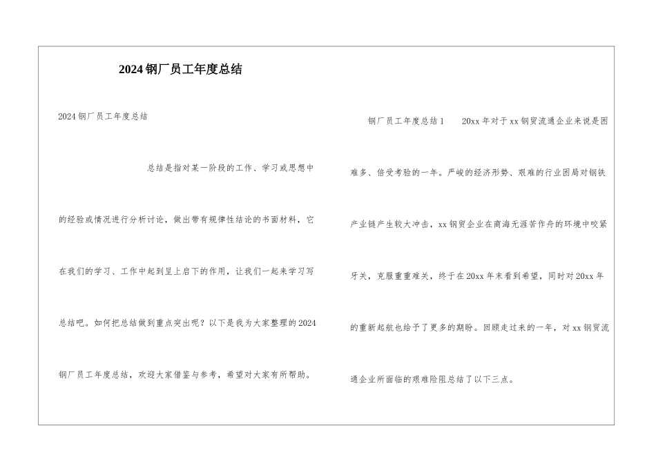 2024钢厂员工年度总结_第1页