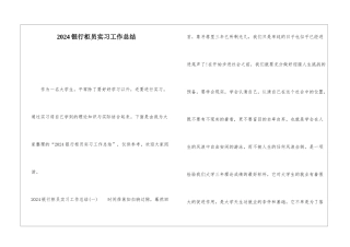 2024银行柜员实习工作总结
