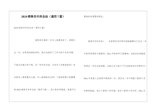 2024销售员年终总结