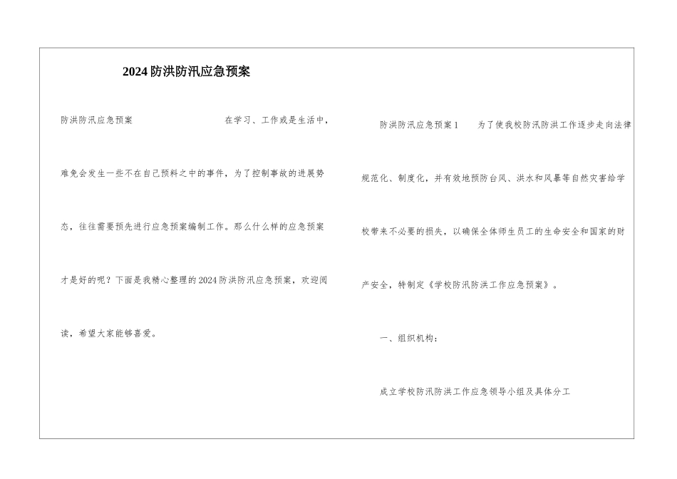 2024防洪防汛应急预案_第1页