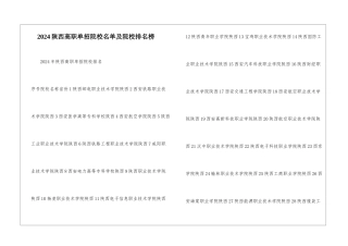 2024陕西高职单招院校名单及院校排名榜